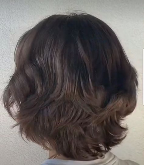 Short Shag Back View, Short Shag Haircuts Curtain Bangs, Short Layered Hair Back View, Choppy Layers Bob, Fluffy Wolf Cut Short, Shaggy Wavy Hair Short, Tangled Short Hair, Layered Shorthair, Soft Masc Haircut