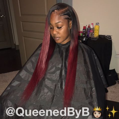 Sew in. Leave out. Layers. Red hair. Black hair. Straight hair. Long hair. Edges. Flat sew in. Ombre hair. Dark roots. Fall colored hair. Queenin’ Hair Collection Bundles. Sew In Ombre, Layers Red Hair, Ombre Hair Dark Roots, Fall Colored Hair, Red Hair Black Hair, Ombre Hair Dark, Sew In Leave Out, Red Sew In, Black Hair Straight