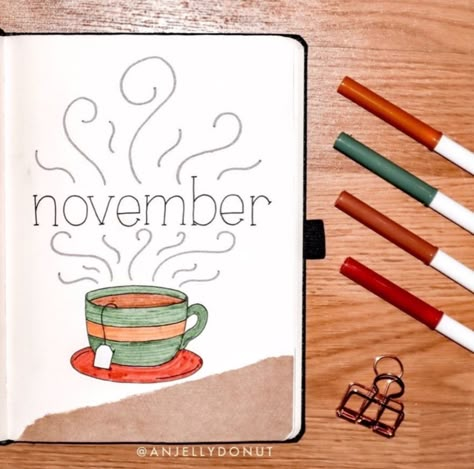 Monthly Layout Bullet Journal, November Bujo Cover, Winter Bujo, Monthly Bullet Journal Layout, November Bujo, Bujo Cover, Bullet Journal 2024, Monthly Bullet Journal, Journal Cover Page