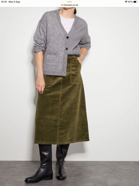 Corduroy Skirt Outfit, Beachwear Skirt, Cover Beachwear, Corduroy Skirt, Fall Skirts, Denim Coat Jacket, Loungewear Shorts, Slim Fit Trousers, Green Skirt