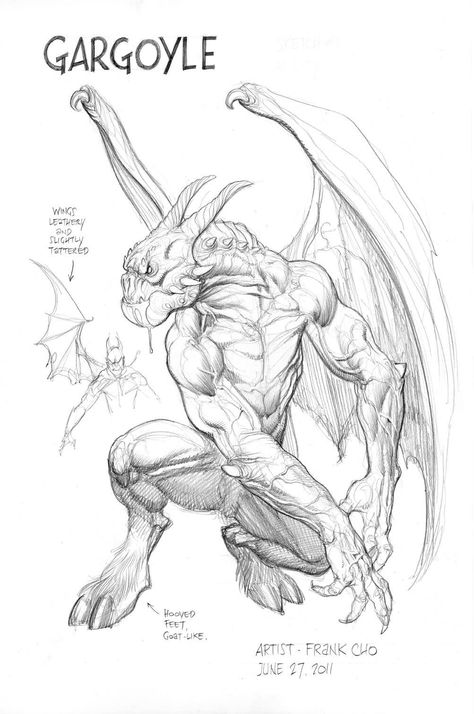 By Frank Cho Gargoyle Drawing Sketch, Gargoyles Drawing, Gargoyle Sketch, Gargoyle Drawing, Gargoyles Art, Gargoyle Tattoo, Gothic Gargoyles, Frank Cho, Monster Design