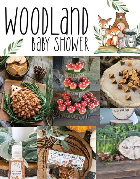 Woodland Baby Shower Ideas - Jessica Weible Blogs Woodland Theme Food, Camping Baby Shower Ideas, Woodlands Theme Baby Shower Boy, Woodland Theme Food Ideas, Woodland Animal Baby Shower Theme, Forest Baby Shower Ideas, Woodland Baby Shower Cake, Woodland Baby Shower Ideas, Woodland Baby Shower Food