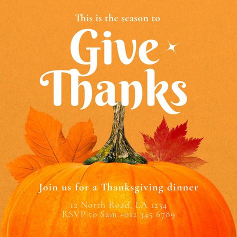 Thanksgiving dinner Instagram post template, editable text | free image by rawpixel.com / Chalrempong Tantanaviwat Thanksgiving Post Instagram, Thanksgiving Advertising, Thanksgiving Instagram Post, Thanksgiving Ads, Fall Post, Thanksgiving Graphics, Thanksgiving Templates, Thanksgiving Post, Festive Poster