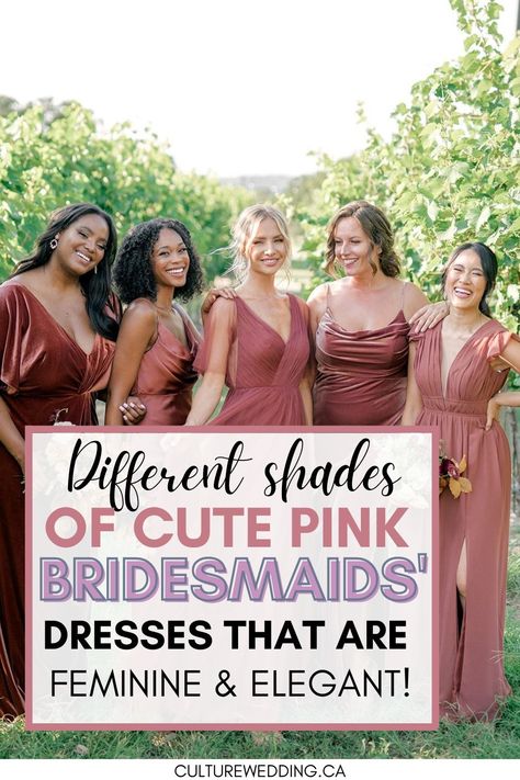 Best Bridesmaid Dresses Pink, Bridesmaid Dresses Rose Pink, Berry Bridesmaid Dresses, Hot Pink Bridesmaids, Bridesmaid Tips, Cute Bridesmaid Dresses, Pink Skin Tone, Pastel Pink Weddings, Pink Bridesmaids