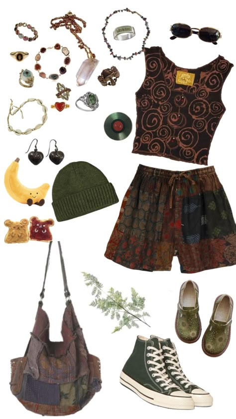 #outfit #outfitinspo #green #brown #artsy #hippy #aesthetic #vintage #stoner #yzzy Artsy Aesthetic Outfits, Hippy Aesthetic, Cute Christmas Outfits, Earthy Outfits, B Fashion, Hippie Outfits, Summer Fashion Outfits, Aesthetic Vintage, Dream Clothes