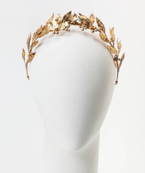 Gold Laurel Wreath Crown, Laurel Wreath Crown, Bridal Crown Tiara, Crown Aesthetic, Gold Wedding Inspiration, Scarecrow Wreath, Head Wreath, Bridal Headdress, Neo Classical