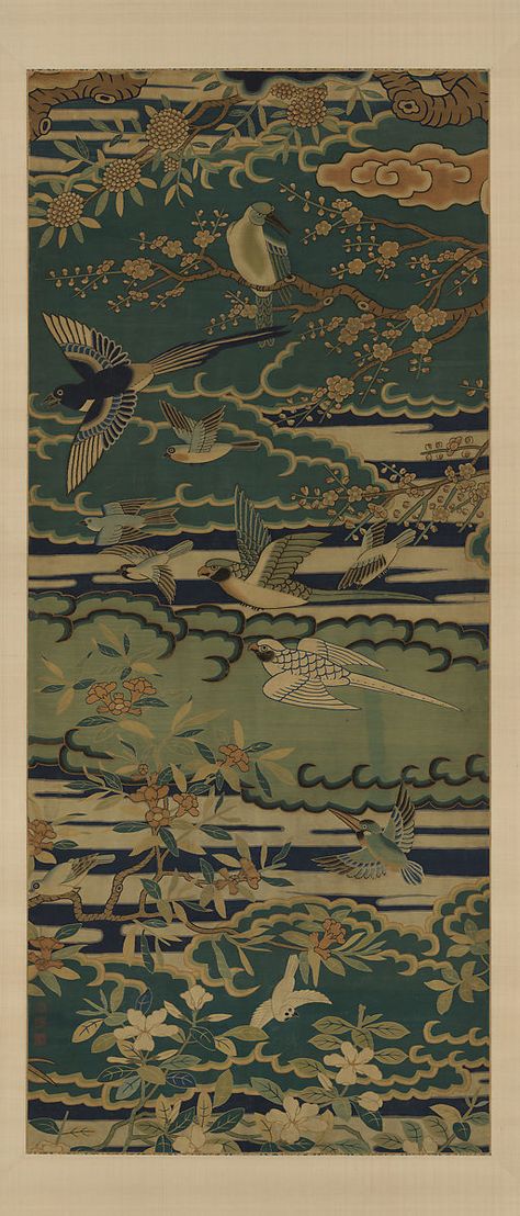 Chinese Textiles, Silk Tapestry, Colorful Combinations, China House, Flowering Branches, Japanese Home Design, Zhou Dynasty, Cloud Formations, Chinese Illustration