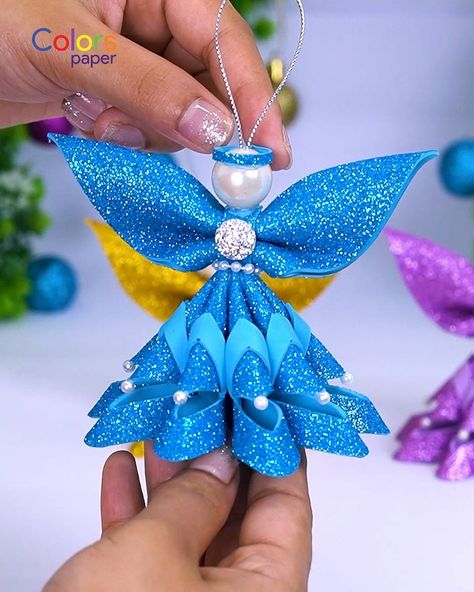 Angels Ornaments, Diy Angel Ornaments, Christmas Shorts, Foam Christmas Ornaments, Christmas Angel Crafts, Diy Angels, Diy Hair Accessories Ribbon, For Christmas Decorations, Ornaments For Christmas