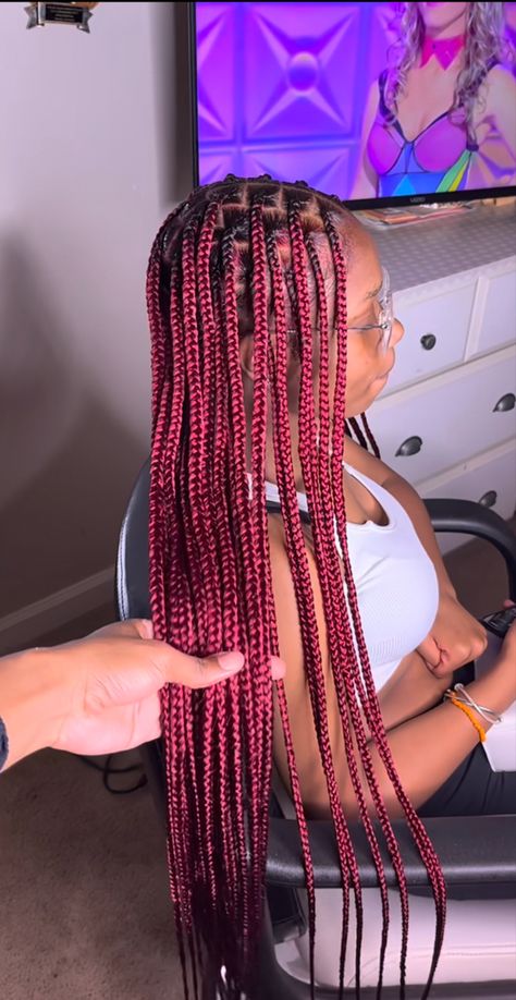 Burgundy Box Braids, Red Box Braids, Black Box Braids, Black Kids Braids Hairstyles, Wine Hair, Big Box Braids Hairstyles, Blonde Braids, Box Braids Hairstyles For Black Women, Cute Braided Hairstyles