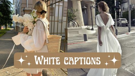 White dress captions, white captions, white outfit captions, navratri captions, white color captions All White Outfit Caption, White Kurti Captions For Instagram, Caption For White Dress For Instagram, White Dress Caption, Caption For White Outfit, White Outfit Quotes, White Outfit Captions Instagram, White Dress Captions Instagram, 1st Day Of Navratri