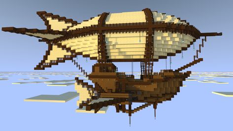 A medium-sized airship built in Minecraft. A build by ptolamy Minecraft Ship Build, Ship Minecraft, Minecraft Ship Ideas, Minecraft Blimp, Air Ship Minecraft, Minecraft Observatory, Minecraft Pirate Builds, Minecraft Airship, Flying Boat Minecraft