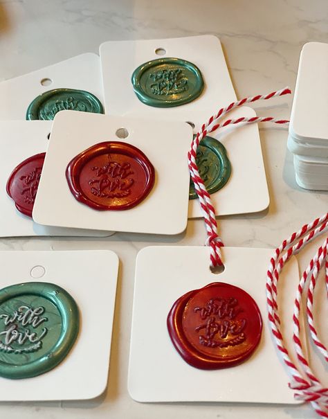 Today I made some more Christmas tags for gifts. They are the perfect DIY craft project and I love how they make my wrapped Christmas gifts so much fun! Christmas Package Tags, Wrapped Christmas Gifts, Wax Seals Diy, Tags For Gifts, Diy Christmas Tags, Pretty Gift Wrapping Ideas, Christmas Gift Tags Diy, Rubber Stamp Crafts, Christmas Gift Packaging