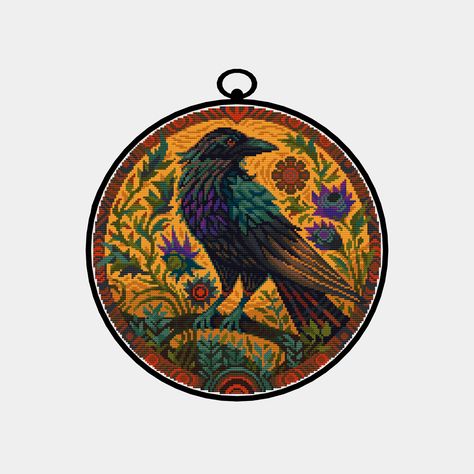 Dark Academia Cross Stitch, Cottagecore Cross Stitch, Cottage Core Cross Stitch, Taxidermy Cross Stitch, Cottage Core Cross Stitch Pattern, Discworld Cross Stitch, Embroidery Images, Dmc Cross Stitch, Vintage Cross Stitch Pattern