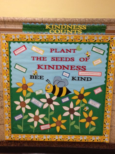 Plant the Seeds of Kindness Kindness Counts Bulletin Board Character Education Spring Time Bulletin Board Ideas, Bulletin Board Ideas Elementary, Kindness Bulletin Board Ideas, Plant Seeds Of Kindness, Seeds Of Kindness, Kindness Counts, Kindness Bulletin Board, Spring Bulletin, Spring Bulletin Boards