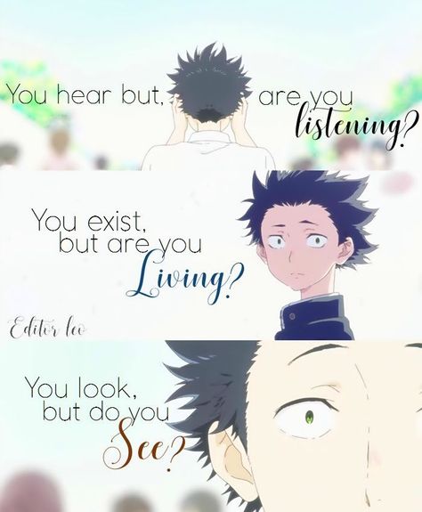 Voice Quotes, A Silent Voice Anime, Anime Love Quotes, Manga Quotes, Anime Quotes Inspirational, A Silent Voice, Anime People, Trendy Quotes, Quotes Love