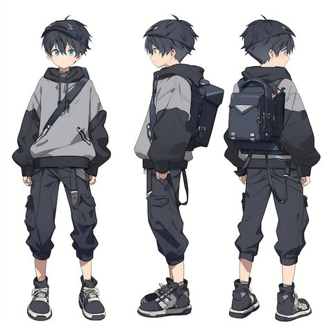 Anime Man Character Design, Anime Character Turnaround Sheet, Cool Anime Character Design, Sporty Character Design Male, Anime Character Design Boy, Teen Boy Character Design, Anime Character Turnaround, Anime Boy Character Design, Anime Boy Reference