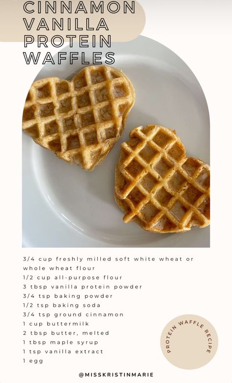 Cinnamon Waffles, Protein Waffles, Cinnamon Vanilla, Vanilla Protein Powder, Waffle Recipes, Whole Wheat Flour, Ground Cinnamon, Protein Powder, Buttermilk