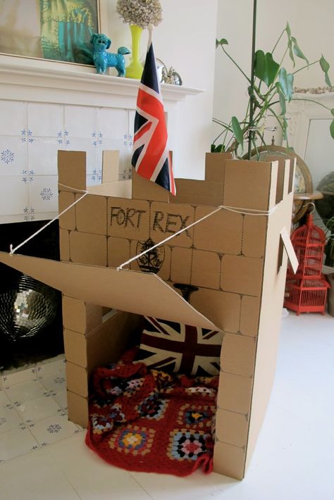 Cardboard Box Fort, Cardboard Forts, Cardboard Rocket, Cardboard Box Houses, Cardboard Play, Cardboard Fireplace, Cardboard Crafts Kids, Cardboard Playhouse, Cardboard Castle