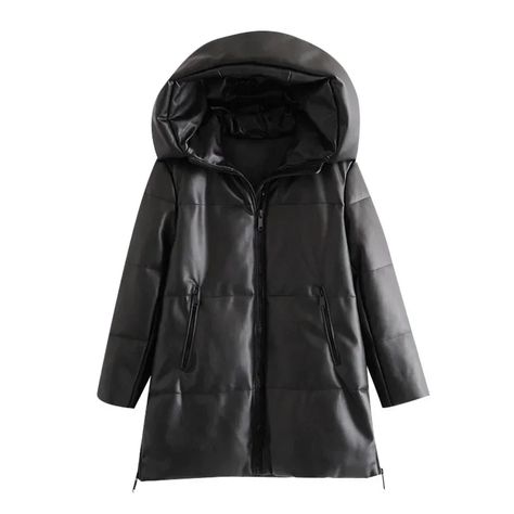 Fall Winter New Women's Jacket Thick Warm Faux Leather Parka Hooded Long Sleeve Coat for Women Long Sleeve Coat, Coat For Women, Long Sleeves Coats, New Woman, Parka, Women's Jacket, Faux Leather, Jackets For Women, Fall Winter