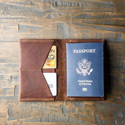 Fine Leather Passport Wallet Passport Cover - The Pioneer - Holtz Leather Engraved Graduation Gifts, Full Names, Friend In Need, Mens Monogram, Leather Passport Wallet, Leather Hides, Gifts Bridesmaid, Front Pocket Wallet, Passport Case