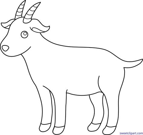 Sweet Clip Art - Cute Free Clip Art and Coloring Pages Cartoon Goat Drawing Easy, Goat Outline, Goat Clipart, Goat Drawing, Billy Goat, Baby Goat, Cute Goats, Drawing Heads, Baby Goats