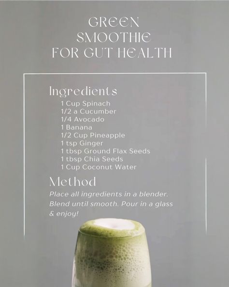 🥒💚 Gut-Healing Green Smoothie 💚🥒 Give your gut some love with this refreshing, fiber-packed green smoothie! This blend of nutrient-rich ingredients supports digestion and boosts your overall wellness from the inside out. Here’s what’s in it: 🌿 Spinach – A fiber-rich powerhouse that keeps your gut moving. 🥒 Cucumber – Hydrating and soothing for your digestive system. 🥑 Avocado – Creamy, healthy fats that promote gut lining integrity and reduce inflammation. 🍌 Banana – High in fiber and potas... Fiber Rich Smoothie, High In Fiber, Green Superfood, Gut Healing, Fiber Rich, High Fiber, Green Smoothie, Digestive System, Reduce Inflammation