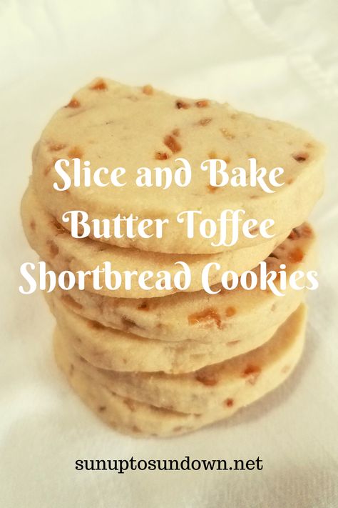 Toffee Slice And Bake Cookies, Toffee Chip Shortbread Cookies, Toffee Butter Icebox Cookies, Toffee Sugar Cookies, Toffee Coffee Cookies, Recipes With Toffee Chips, Shortbread Toffee Cookies, Corn Starch Shortbread Cookie Recipes, Butter Brickle Cookies