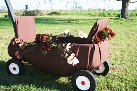 Diy Wedding Wagon, Flower Girl Wagon, Wagon For Wedding, Radio Flyer Wagon, Wedding Planning Boards, Ring Bearer Flower Girl, Small Backyard Wedding, Baby Boy Swag, Radio Flyer