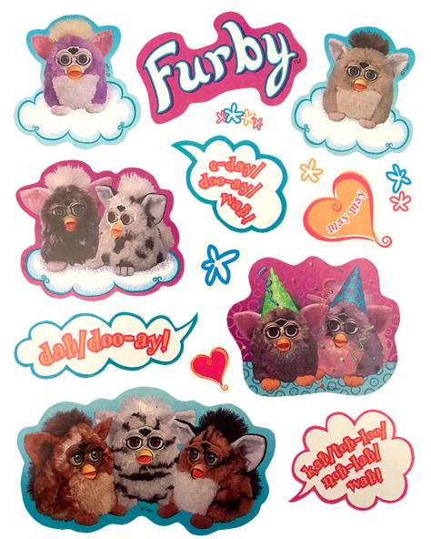 Transparent sticker images — 90s Furby stickers by Hasbro, released with the... New Retro Wave, 90s Toys, Indie Kids, Sticker Collection, Aesthetic Stickers, Pics Art, Sticker Book, Printable Stickers, Transparent Stickers