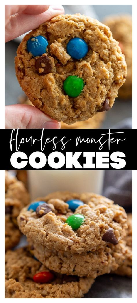 Flourless Monster Cookies Flourless Monster Cookies, Peanut Butter And Oats, Dessert List, Amazing Cookie Recipes, Easy Christmas Cookies, Cookies And Brownies, Amazing Desserts, Christmas Cookies Easy, Sugar Cookie Recipe