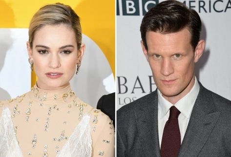 Lily James And Matt Smith's Complicated Relationship Timeline Lily James Matt Smith, Lily James Richard Madden, Matt Smith And Daisy Lowe, Matt Smith Lily James, Lily James Oscars, Matt Smith Emma D’arcy, Captain America Star, Dominic West, Relationship Timeline