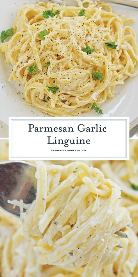 Simple Linguine Recipes, Healthy Linguine Recipes, Creamy Linguine Recipes, Linguine Pasta Recipes, Garlic Parmesan Pasta, Linguine Recipes, Ragu Recipe, Linguine Pasta, Pasta Sides