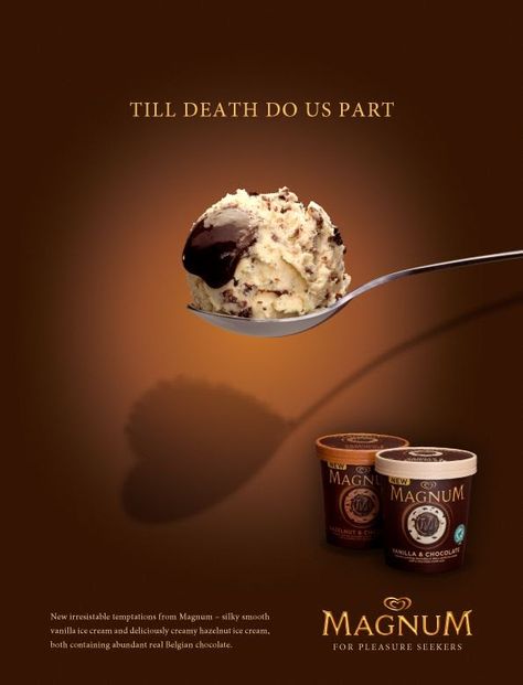 These 20 Food Ad Designs Can Make You Gluttony Ice Cream Campaign, Ice Cream Ads Creative, Ice Cream Ads, Chocolate Gelato Recipe, Hazelnut Ice Cream, Coffee Poster Design, Magnum Ice Cream, Ice Cream Poster, Food Logo Design Inspiration