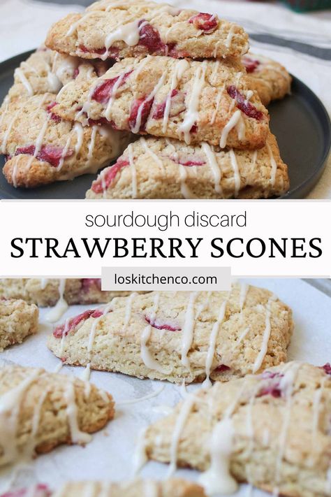 Strawberry Sourdough, Sourdough Strawberry, Sourdough Scones, Sourdough Discard Recipe, Strawberry Bread Recipes, How To Make Scones, Strawberry Scones, Fresh Strawberry Recipes, Discard Recipe