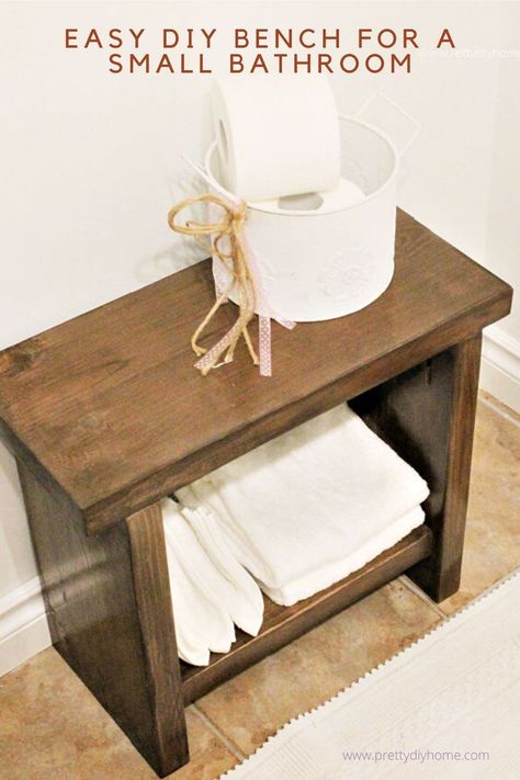 Small Bathroom Table, Simple Diy Bench, Extra Bathroom Storage, Bathroom Storage Bench, Diy Towel Rack, Bathroom Bench, Bathroom Table, Bathroom Stand, Diy Stool