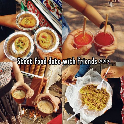 #streetfood #desistreetfood #friends #friendship #desiaesthetic #indianstreetfood #chai #panipuri #fuchka #food Street Food Captions, Street Food Date, Food Date, Desi Street Food, Desi Aesthetics, Food Captions, Desi Humor, Bestest Friend Quotes, Bagel Recipe