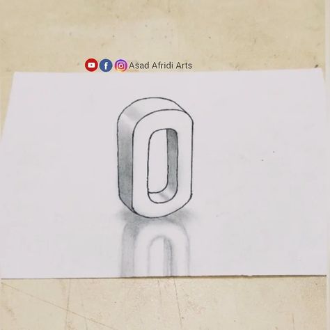 How to draw 3D Capital Letter O / Learn 3D Drawing / Subscribe on Youtube 👉 Asad Afridi Arts How To Draw 3d, Draw 3d, 3d Drawings, 3d Letters, Letter O, Doodle Drawings, Clay Art, To Draw, Alphabet