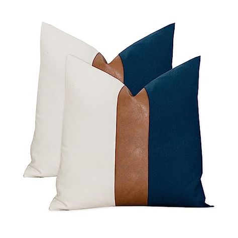 Rustic Throw Pillows, Patchwork Throw, Navy Blue Pillows, Modern Pillow Covers, White Cushion Covers, Couch Living Room, Couch Pillow Covers, Bedroom Farmhouse, Blue Pillow Covers