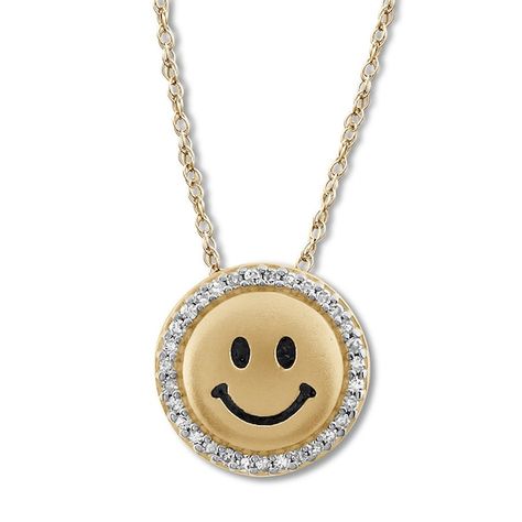 Emoji Necklace, Emoji Jewelry, Happy Face Emoji, Smile Faces, Emoji Earrings, Jared Diamond, Emerald Cut Halo, Italian Gold Jewelry, Face Emoji