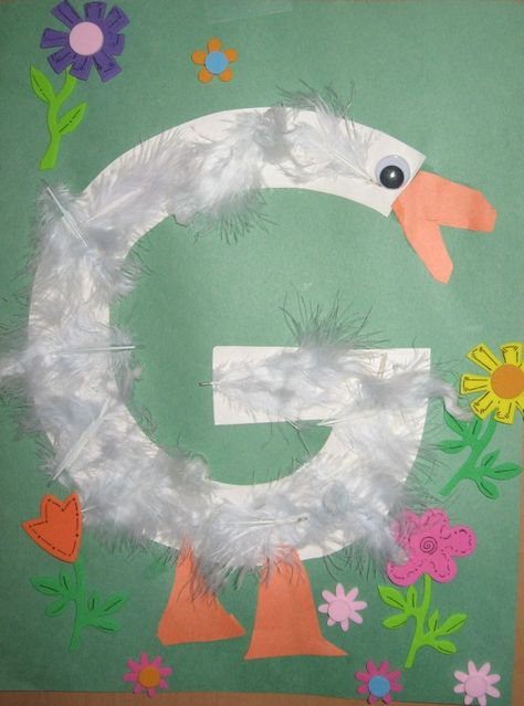 Letter G....So cute, can't wait for this one! Letter G Craft, G Craft, Preschool Alphabet Book, Letter G Crafts, Letter G Activities, Goose Craft, Preschool Letter Crafts, Alphabet Crafts Preschool, Abc Crafts