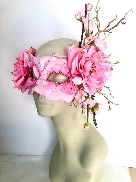 Pink Masquerade Mask Flower Mask Mardi Gras New Years - Etsy Pink Masquerade Mask, Pink Masquerade, Mask Black And White, Masquerade Mask Diy, Black And White Ball, Masquerade Mask Black, Masquerade Ball Masks, Mask Ball, Flower Mask