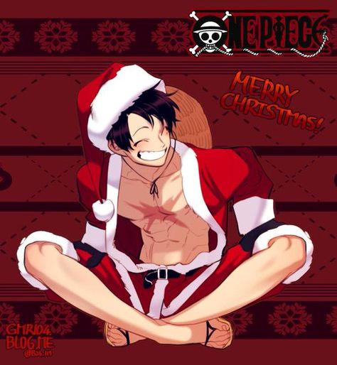 Christmas Luffy, Luffy Hot Wallpaper, Law And Luffy Fanart, Luffy Handsome, Hot Luffy Fanart, Law X Luffy Doujinshi, Funny Christmas Outfits, Anime Christmas, Christmas Clothes