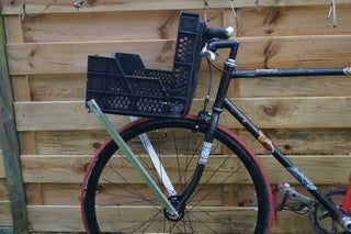 DIY Cargo Bike (Front Rack) : 4 Steps (with Pictures) - Instructables Bike Front Rack, Diy Bike Rack, Bike Hacks, Plastic Crates, Bicycle Painting, Fixed Gear Bike, Cargo Bike, Fixed Gear, Bike Rack