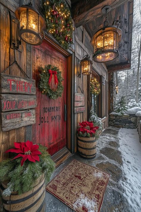 21 Cozy Mountain Lodge Christmas Decor Ideas 20 Christmas At The Cabin, Cozy Cottage Christmas Decor, Cozy Christmas Home Decor, Christmas Cabin Aesthetic, Ranch Christmas Decor, Old Country Christmas, Rustic Christmas Aesthetic, Snowshoe Decor, Farm Christmas Decor