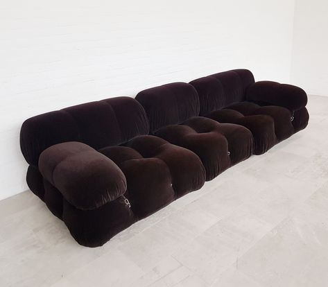 For sale: Mario Bellini Camaleonda sofa in original dark purple/brown fabric, 1970s Mario Bellini Camaleonda, Brown Sectional Sofa, Bellini Sofa, Camaleonda Sofa, Minimal Chairs, Brown Sectional, Mario Bellini, Brown Interior, Brown Velvet