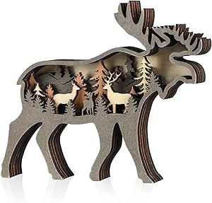 Laozai Wooden Forest Deer Decor,Cabin Decor, Rustic Decor Wall Decorations for Bedroom Living Room Table Decorative