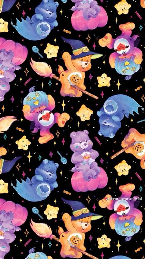 Wallpaper Backgrounds Care Bears, Care Bear Phone Wallpaper, Carebear Halloween Wallpaper, Care Bears Halloween Wallpaper, Sleepy Care Bear Wallpaper, Care Bear Wallpapers, Care Bear Halloween Wallpaper, Halloween Care Bears Wallpaper, Care Bears Wallpaper Iphone