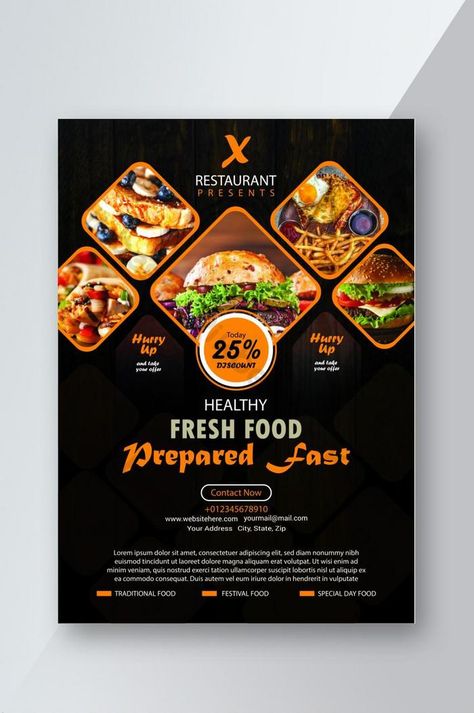 Restaurant Offers Posters, Design Aesthetic Background, Poster Food Design, Restaurant Poster Design, Restaurant Posters, Flyers Design Ideas, Summit Design, Food Design Ideas, Food Brochure