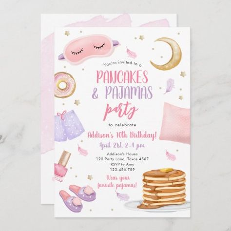 $3.08 | Pancakes Pajamas Sleepover Slumber Party Birthday - slumber party, sleepover party, girl birthday, sleepover birthday, teen birthday, slumber birthday, pajama party, girls sleepover, pancakes and pajamas, pancakes pajamas party Pajamas Sleepover, Pajama Birthday Parties, Slumber Party Birthday, Fun Invitation, Pancakes And Pajamas, Movie Night Party, Fun Invitations, Mermaid Birthday Invitations, Kids Birthday Party Invitations