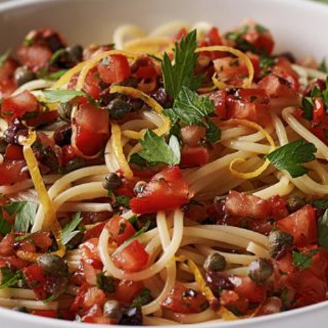 Fresh Tomato Pasta, Olive Sauce, Mediterranean Pasta, Olive Recipes, Salad Greens, Stove Top Recipes, Easy Pasta Dishes, Best Pasta Recipes, Classic Italian Dishes